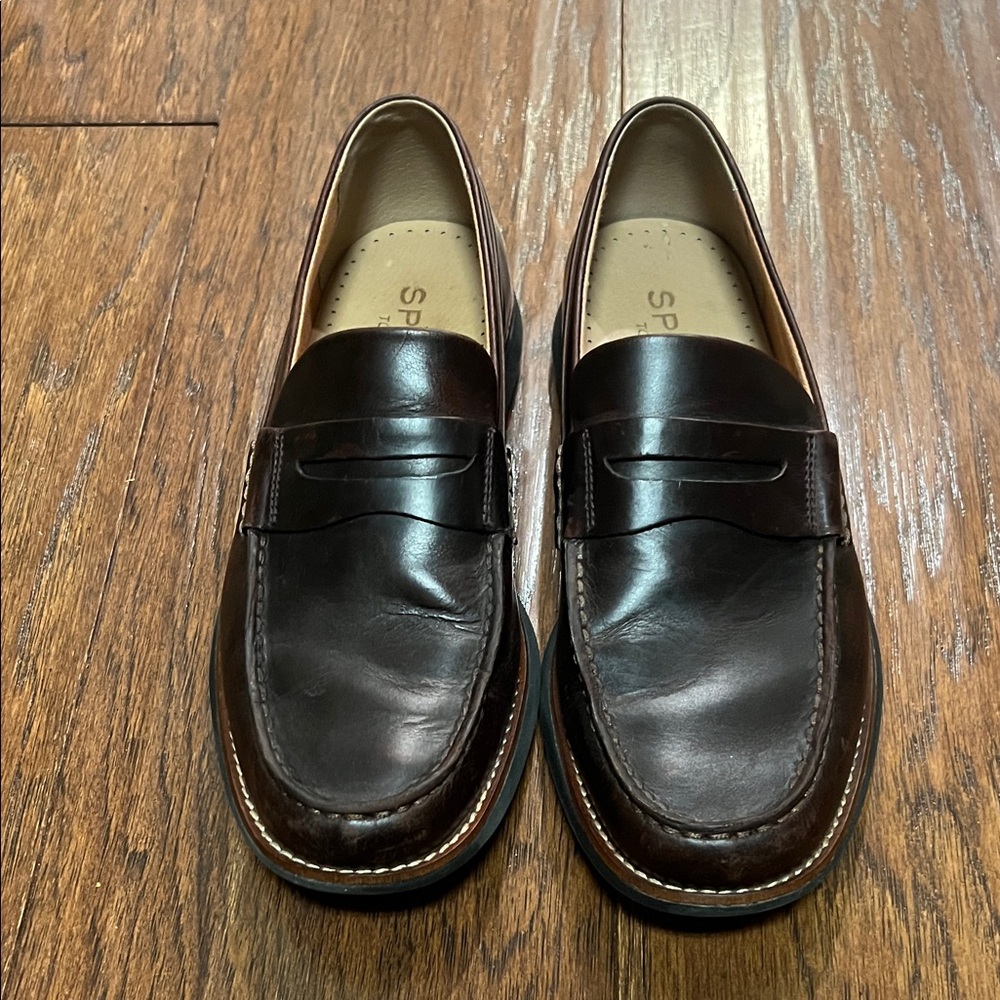 Sperry Dark Brown Leather Slip-On Loafers